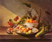 David Emile Joseph de Noter - A Still Life With Fruit And Vegetables On A Table